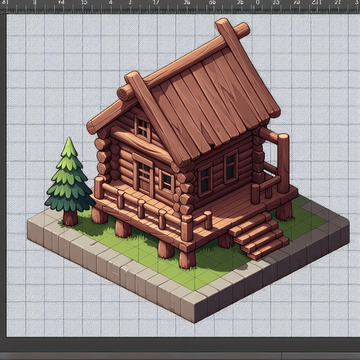 wooden house.
Single Game Texture. In-Game asset. 2d. Blank background. High contrast. No shadows.