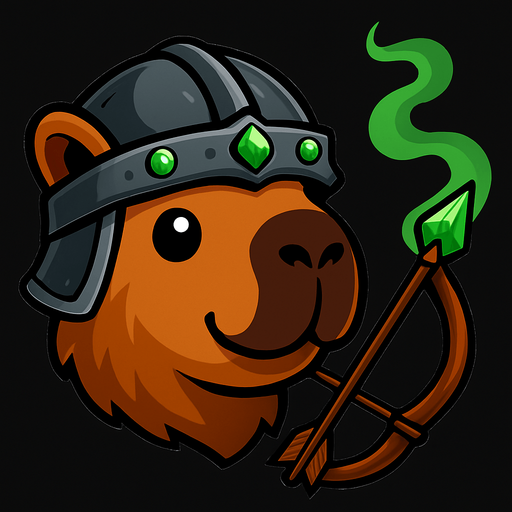 Elimina la resortera. Añadele un arco y una flecha con la punta verde que suelta un humo verde. Adorna el casco con piedras birllantes verdes.