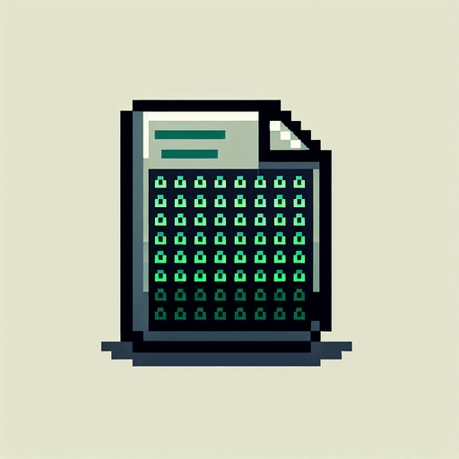 A minimalist UI website icon for a retro hacking app, representing a text-based file. The icon is a simple rectangular shape with a slightly folded corner at the top-right, rendered in a clean, pixel-art style. A few green binary digits ('0' and '1') are subtly displayed across the surface in a small, stylized font, blending seamlessly with the retro theme.

The design is stripped down to essential elements, using a monochromatic palette with a soft green glow to evoke the feel of a classic hacking interface. The overall look is clean, minimalist, and perfectly aligned with a retro tech aesthetic..
Single Game Texture. In-Game asset. 2d. Blank background. High contrast. No shadows.