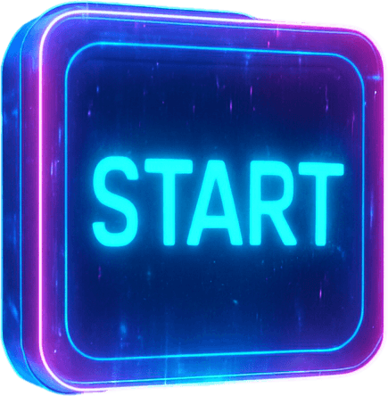 neon cyberpunk glowing hologram START button