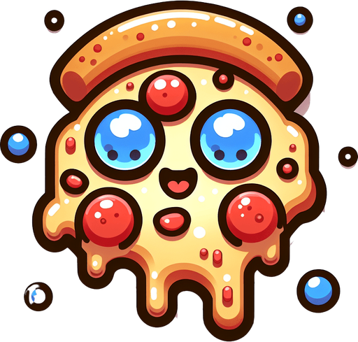 Cartoon Pizza, 2d, blank background.
Single Game Texture.  In-Game asset.  2d.  Blank background.  High contrast.  No shadows