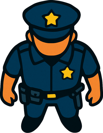 kuş bakışı polis ama kuzeye doğru baksın.
In-Game asset.  2d.  High contrast.  No shadows