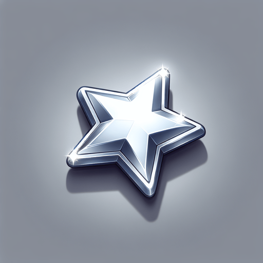 silver star.
Single Game Texture.  In-Game asset.  2d.  Blank background.  High contrast.  No shadows
