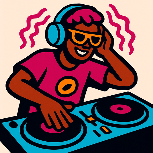 DJ ritmico.
In-Game asset.  2d.  High contrast.  No shadows