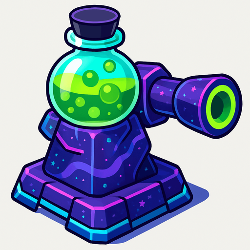 poison tower space galaxy theme tower defense game, advanced base level tower.
In-Game asset.  2d.  High contrast.  No shadows