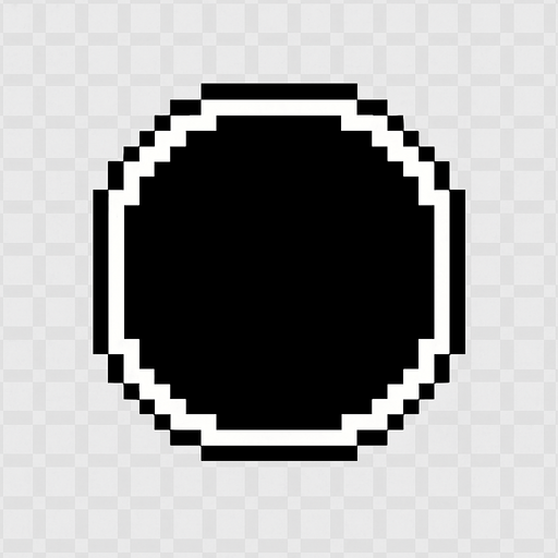 pixel art range circle, white border, filled with black
In-Game asset.  2d.  High contrast.  No shadows