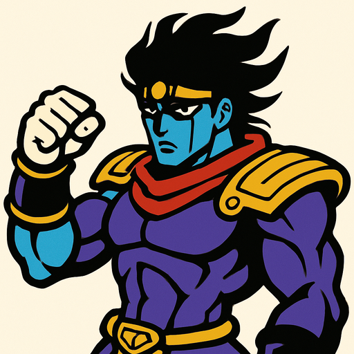 Star platinum 
jojo.
In-Game asset.  2d.  High contrast.  No shadows
