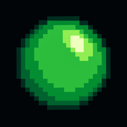 pixel art green circle.
In-Game asset.  2d.  High contrast.  No shadows