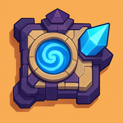 Crea la Torre Arcane en un estilo 2D renderizado, limpio y cartoonish, con contornos claros y definidos, colores vibrantes con transiciones suaves, y sombreado que da volumen a sus superficies superiores.
La perspectiva debe ser VISTA CENITAL (totalmente desde arriba). Esto significa que la torre se verá como si estuviera siendo observada directamente desde arriba, con los detalles de su parte superior siendo prominentes.
Esta torre NO tiene una base circular. Su elemento de ataque principal (vórtice, cristal central) debe estar orientado para proyectar energía hacia la DERECHA.
La torre debe tener un perfil bajo y la menor cantidad de relieve vertical posible para facilitar una rotación fluida en la animación. El vórtice o cristal principal debe ser el punto focal superior..
In-Game asset.  2d.  High contrast.  No shadows