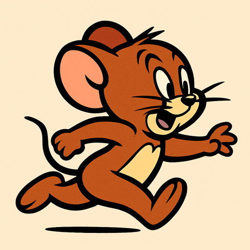çizgi filmdeki fare jerry kaçıyor.
In-Game asset.  2d.  High contrast.  No shadows