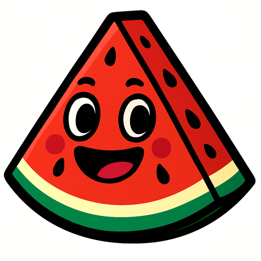 watermelon with face.
In-Game asset.  2d.  High contrast.  No shadows