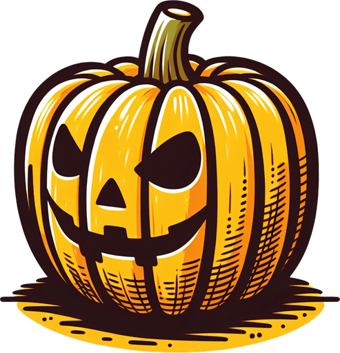 Perfectly square yellow halloween pumpkin. Cartoon style. spookyart style. Simple vector style.