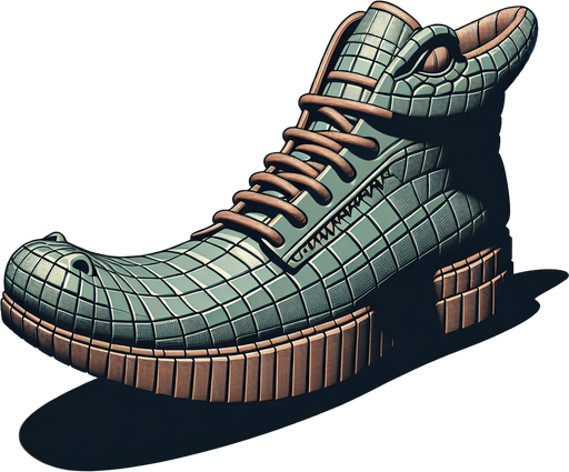 one gator shoe side view.
Single Game Texture.  In-Game asset.  2d.  Blank background.  High contrast.  No shadows