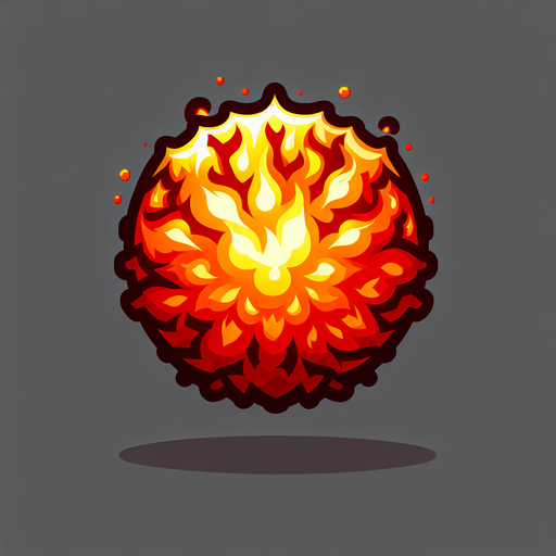 Fireball.
Single Game Texture. In-Game asset. 2d. Blank background. High contrast. No shadows.