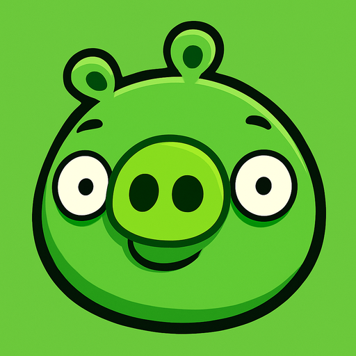 a grene pig.
In-Game asset.  2d.  High contrast.  No shadows