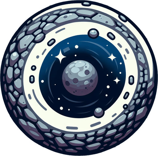 Космический булыжниклетящий и круживщейся вокруг своей оси 
С видом с верха.
Single Game Texture. In-Game asset. 2d. Blank background. High contrast. No shadows.