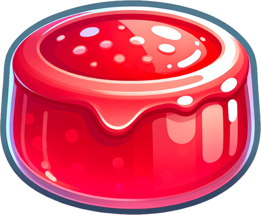 Pink round delicious jam piece.
Single Game Texture. In-Game asset. 2d. Blank background. High contrast. No shadows.