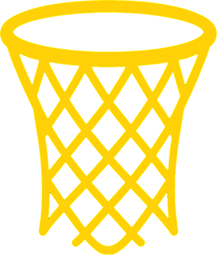 Make me a 2d basketball hoop net in yellow color.
In-Game asset.  2d.  High contrast.  No shadows