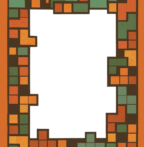 Can you please make it more retro and decorate something in the borders between the thick and thin line that ressembles tetris game?