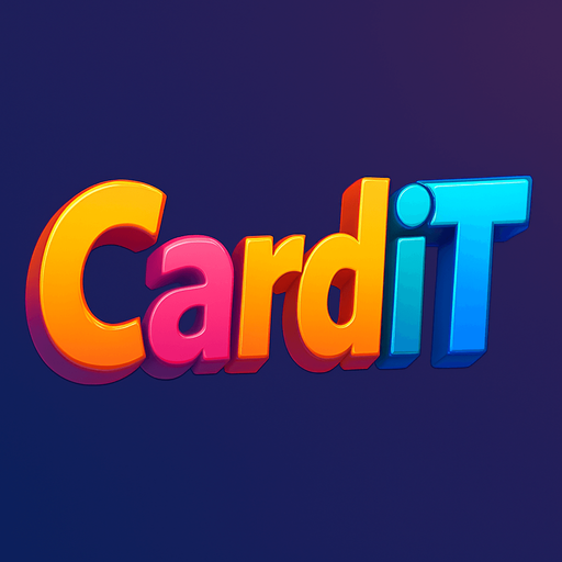 I want you to write the word “CardiT” in 3D, using vibrant colors. The style should be like animation, but not childish..
In-Game asset.  High contrast.  No shadows. 3d. Anime