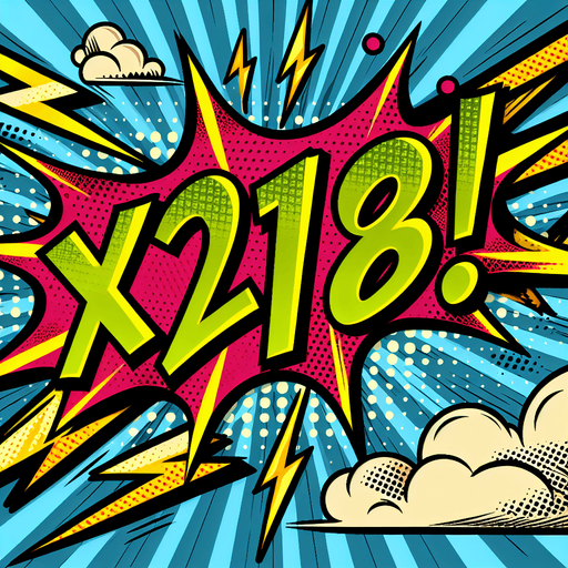 text popup "x128!".
comic style