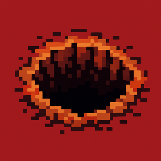 piksel çukur.
In-Game asset.  2d.  High contrast.  No shadows