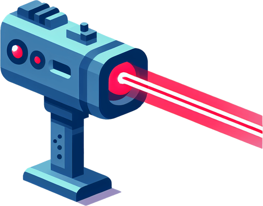A laser.
Single Game Texture. In-Game asset. 2d. Blank background. High contrast. No shadows.