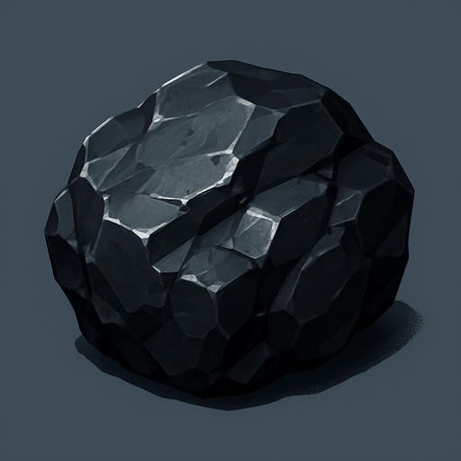 una roca de carbon.
In-Game asset.  High contrast.  No shadows. 3D