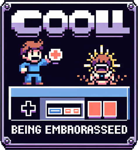 Make a 8-bit achievement.
Title:cool, being embarrassed.
description:lose in stage 1