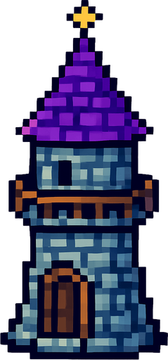 pixel art büyücü kulesi.
In-Game asset.  2d.  High contrast.  No shadows
