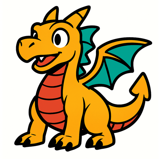 Mazz le dragon.
In-Game asset.  2d.  High contrast.  No shadows