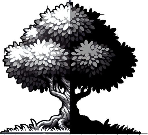 tree.
Single Game Texture. In-Game asset. 2d. Blank background. High contrast. No shadows.