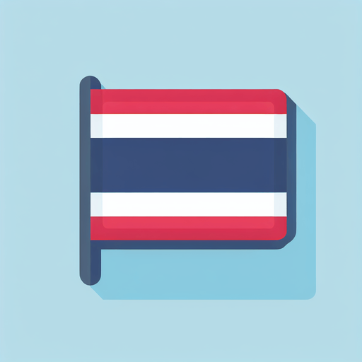 thailand flag. simple. flat.
Single Game Texture. In-Game asset. 2d. Blank background. High contrast. No shadows.