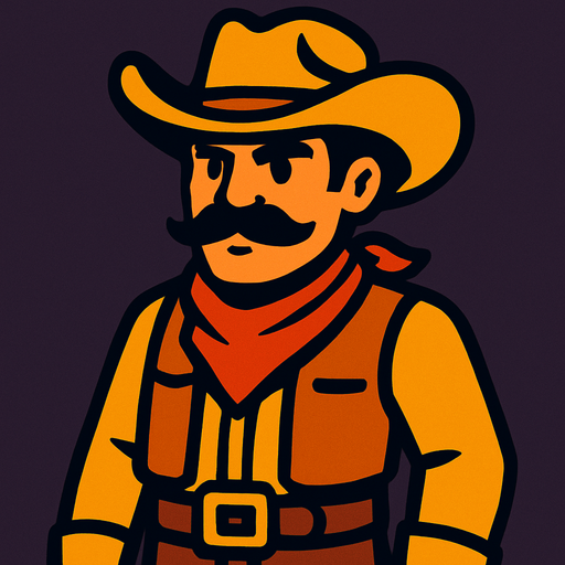 Cowboy.
In-Game asset.  2d.  High contrast.  No shadows
