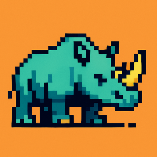 Rhino 8bit.
In-Game asset.  2d.  High contrast.  No shadows