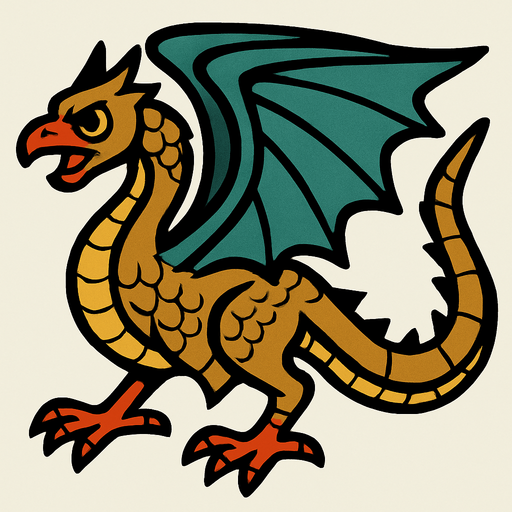 2d bird dragon.
In-Game asset.  2d.  High contrast.  No shadows