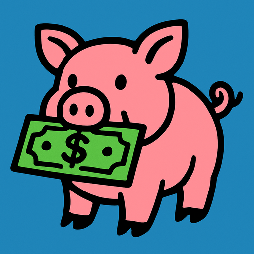 Pig with dollar in mouth.
In-Game asset.  2d.  High contrast.  No shadows