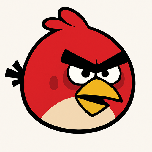 Angry Birds red little bird Red.
In-Game asset.  2d.  High contrast.  No shadows