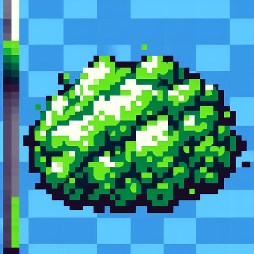 Genera un tipo de gas de color verde que este en pixel art.
Single Game Texture.  In-Game asset.  2d.  Blank background.  High contrast.  No shadows