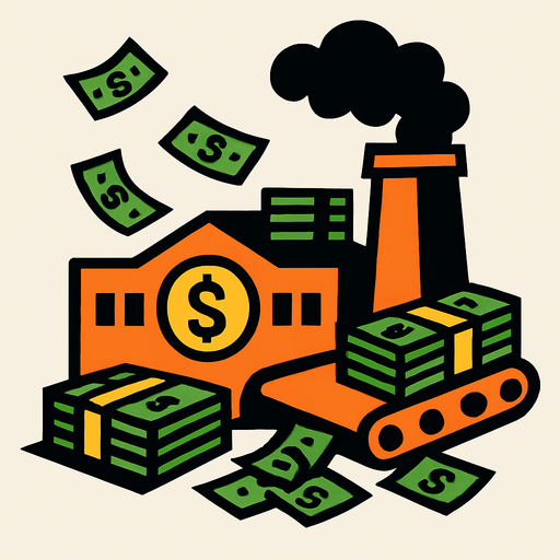 money factory.
In-Game asset.  2d.  High contrast.  No shadows