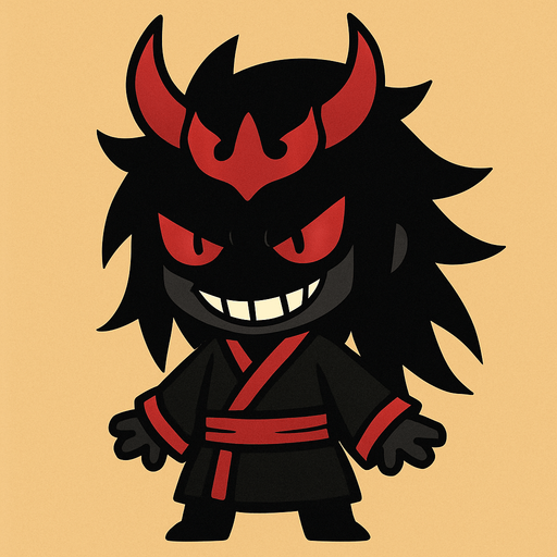 2d anime chibi evil hitam jepang.
In-Game asset.  2d.  High contrast.  No shadows