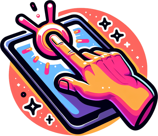 мультяшный палец нажатие по экрану.
Single Game Texture. In-Game asset. 2d. Blank background. High contrast. No shadows.