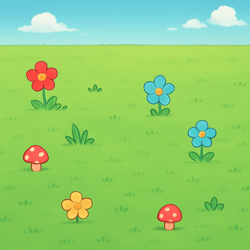 imagine the camera is really far away from the field, remove any elements in the middle, make it in cute anime style