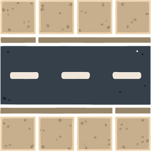 street tile on top viewing with street way horizontal.
In-Game asset.  2d.  High contrast.  No shadows
