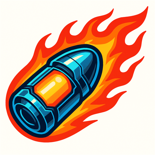 Bala de fuego futurista.
In-Game asset.  2d.  High contrast.  No shadows