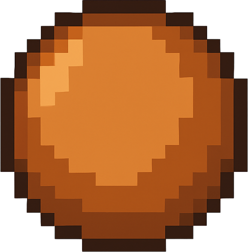 pixel art circle brown.
In-Game asset.  2d.  High contrast.  No shadows
