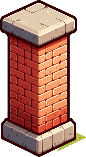 A chimney, cartoon 2d, side view Single Game Texture. In-Game asset. 2d. Blank background. High contrast. No shadows.