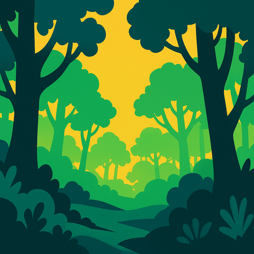 Fond d'écran forêt.
In-Game asset.  2d.  High contrast.  No shadows