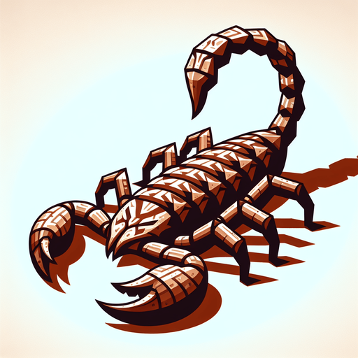 Large desert scorpion.
Single Game Texture. In-Game asset. 2d. Blank background. High contrast. No shadows.