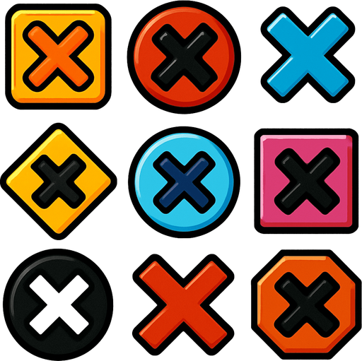 Pack of "X" button.
In-Game asset.  2d.  High contrast.  No shadows